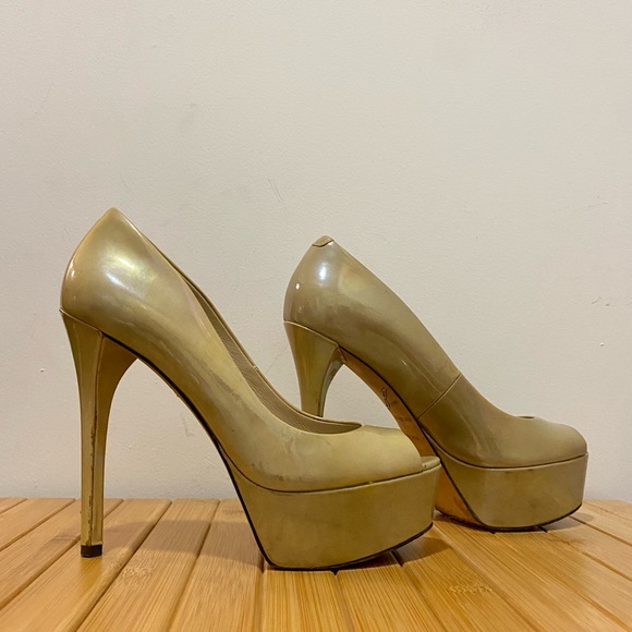 LAST CHANCE | Brian Atwood Platform Peep Toe Stilettos - Picture 3 of 17